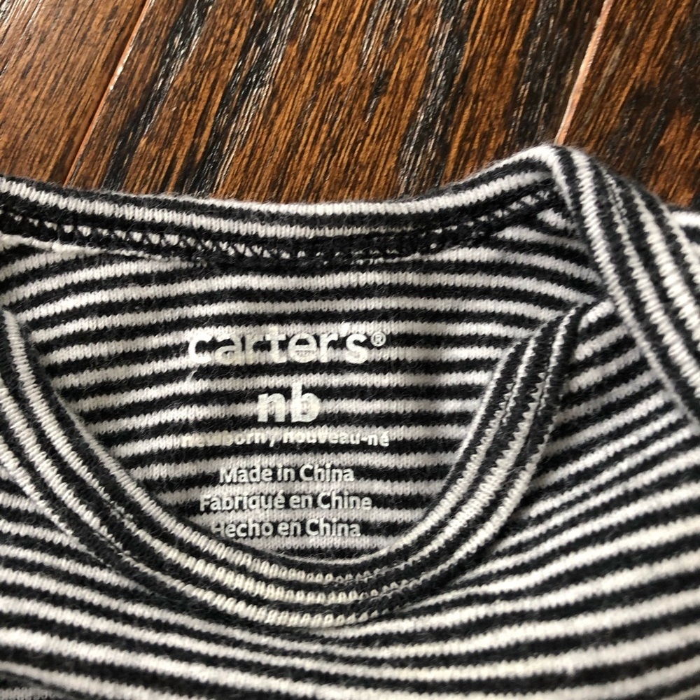 Bundle x2: Carter’s NB Black/Navy Blue/White Striped Long-Sleeve One-Pieces - Picture 5 of 9